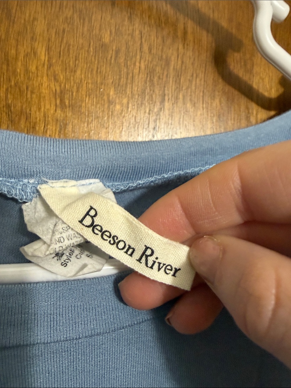 Beeson River Light Blue Short Sleeve Knot Tee with White Sleeve Stripes - Picture 3 of 6